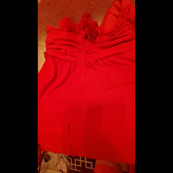 Maggy London sz 10 Deep V Red Rose Cocktail Dress - Picture 4 of 7